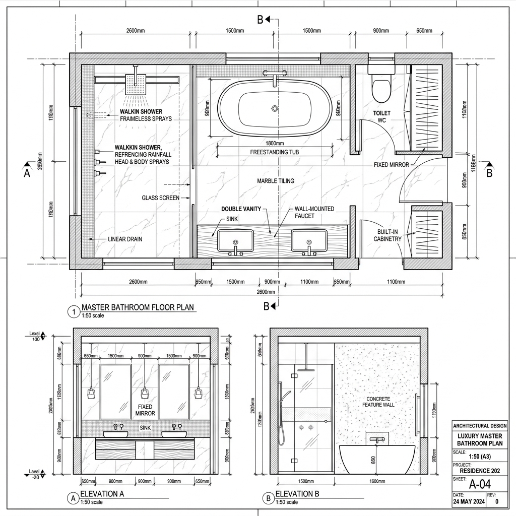 Bathroom AutoCAD Plan